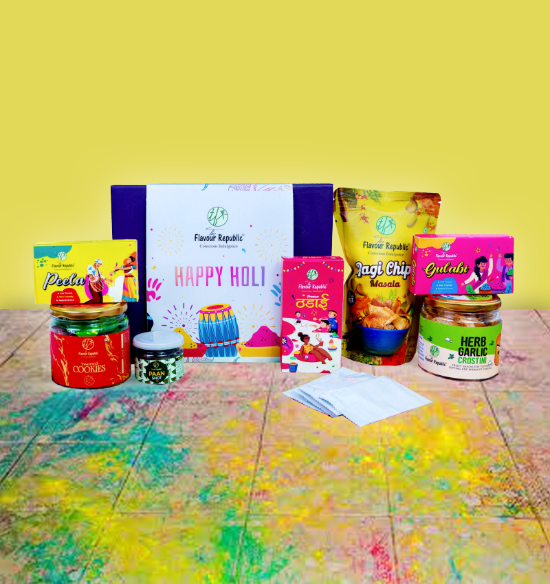 Buy Healthy Treat Desi Bites Holi Gift Box I Holi Gift Hamper I Snacks,  Thandai, Herbal Gulal I Corporate Gifts I Personal Gift Box I Premium Gift  Hamper | Roasted Dry fruit