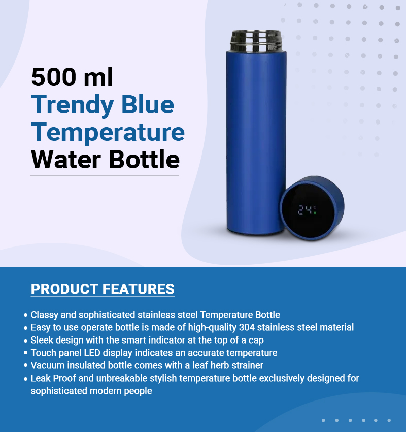 500 ml Trendy Blue Temperature Water Bottle