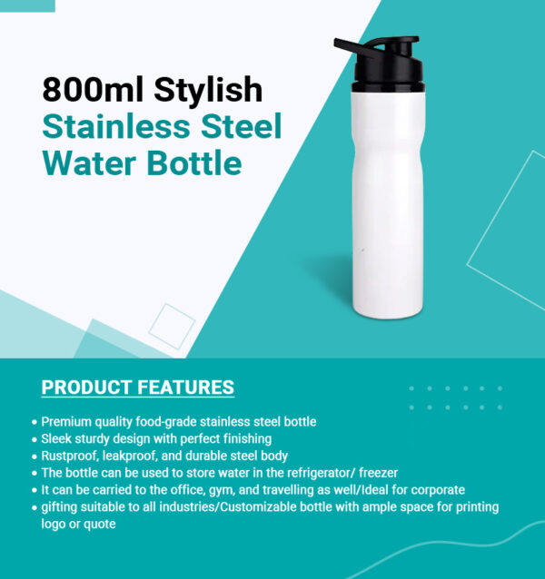 800ml Stylish Stainless Steel Water Bottle