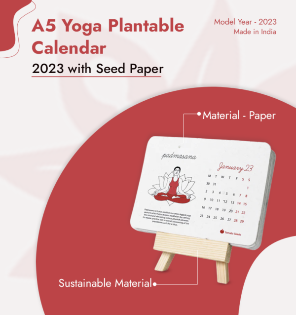 A5 Yoga Plantable Calendar 2023 with Seed Paper infographic