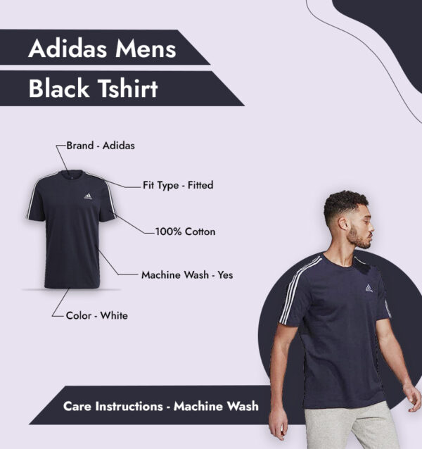 Adidas Mens Black Tshirt infographic