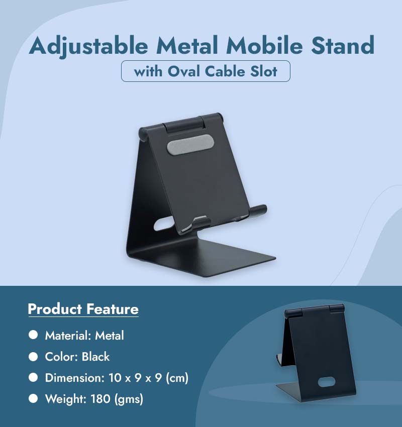 Adjustable Metal Mobile Stand with Oval Cable Slot