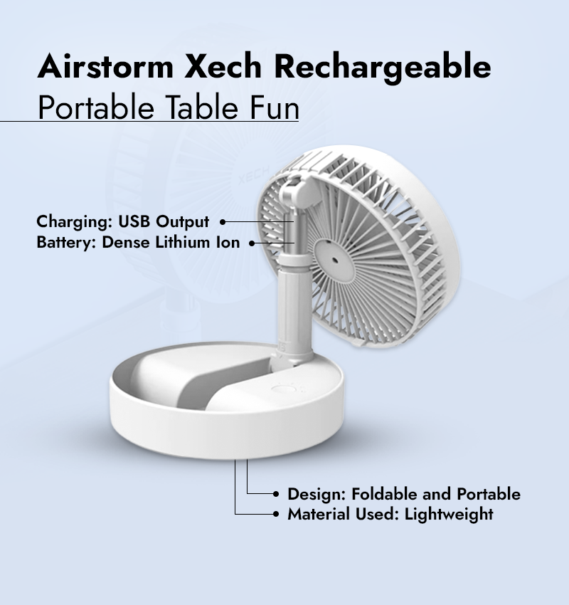 Airstorm Xech Rechargeable Portable Table Fun Inforgraphic