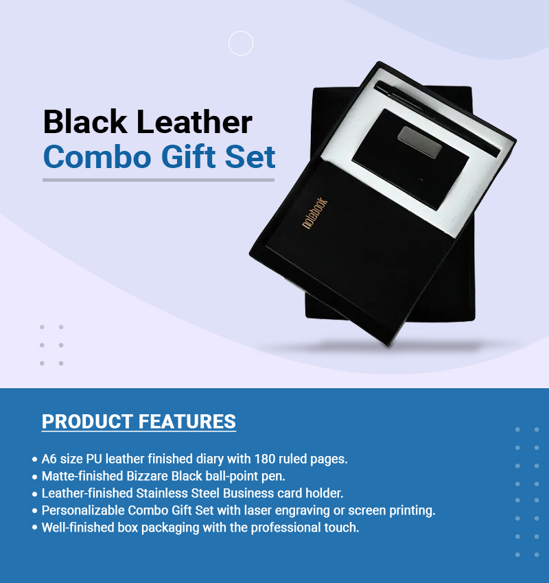Black Leather Combo Gift Set