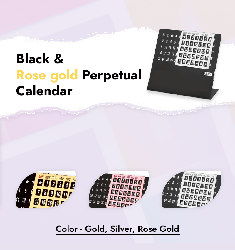 Black & Rosegold Perpetual Calendar infographic