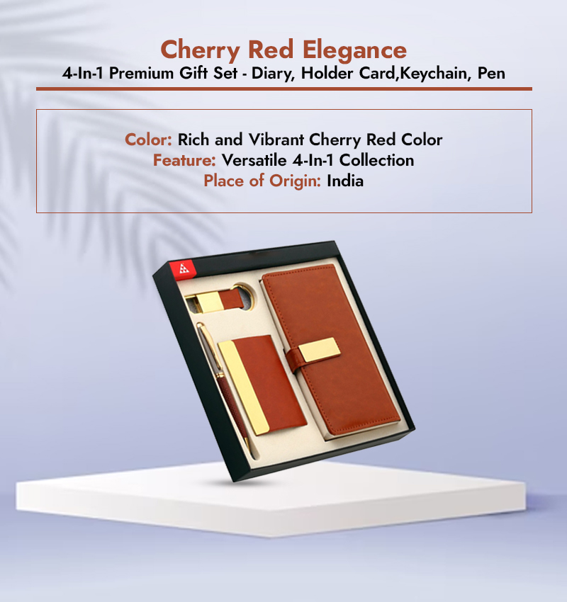 Cherry Red Elegance: 4-In-1 Premium Gift Set - 8005 infographic