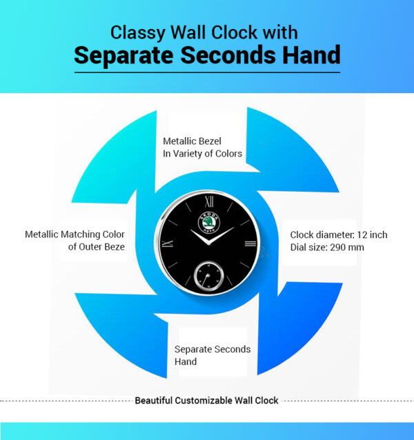 Classy Wall Clock with Separate Seconds Hand infographic