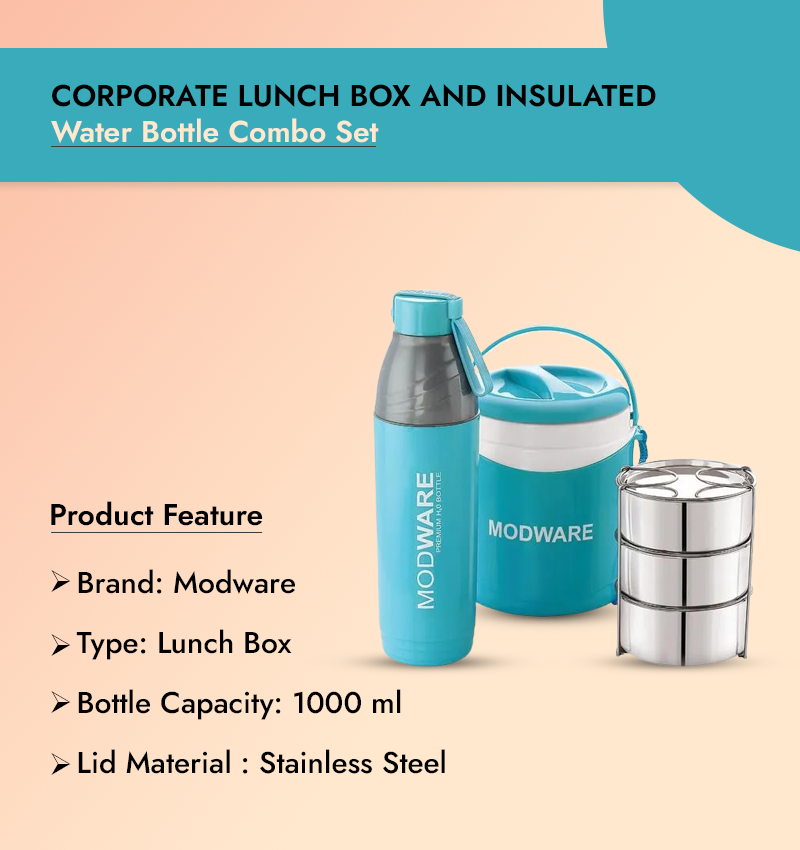 Corporate Lunch Box and Insulated Water Bottle Combo Set Infographic
