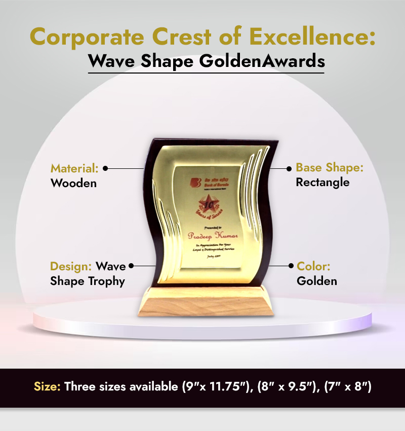 Corporate Wave Shape Golden Plate Infographic