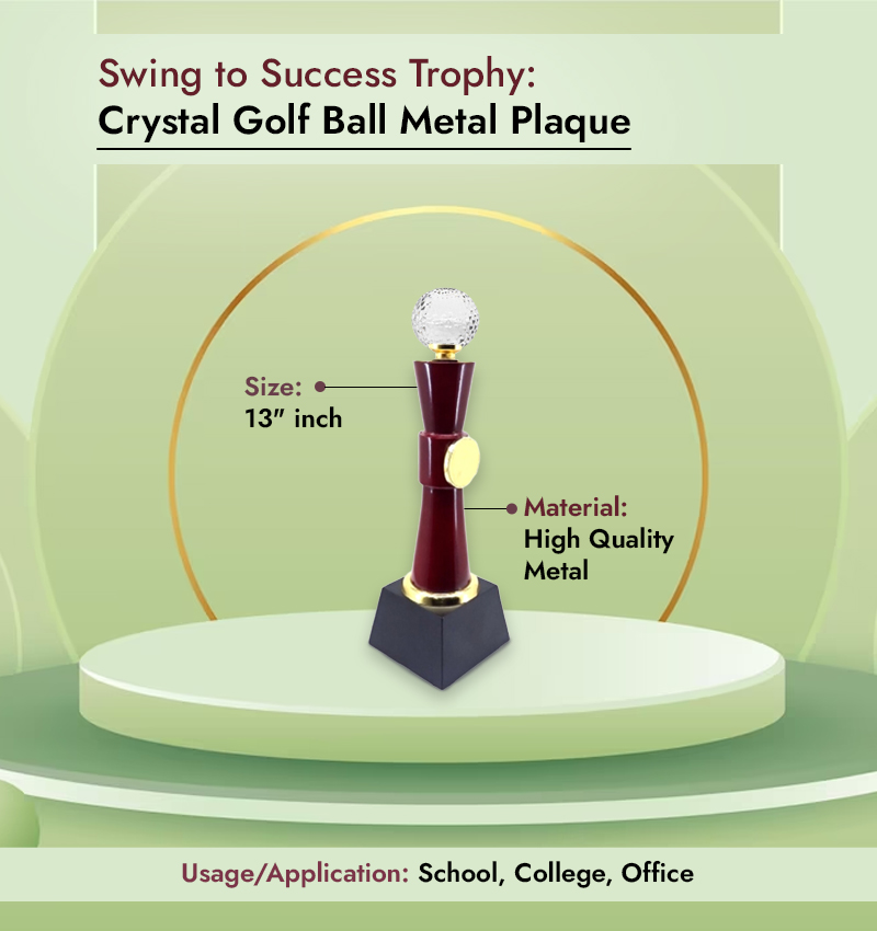 Crystal Golf Ball Metal Plaque Infographic
