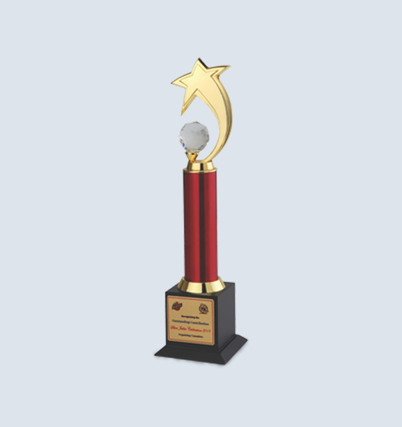 Custom Crystal Trophy with Golden Star
