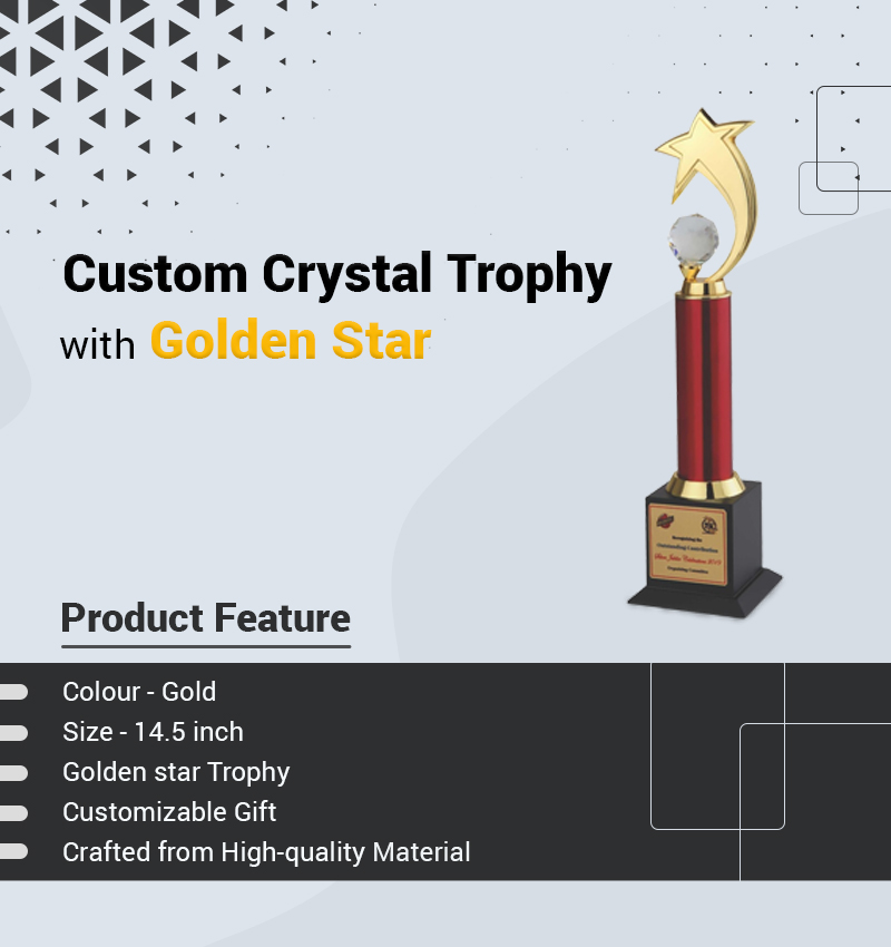 Custom Crystal Trophy with Golden Star infographic