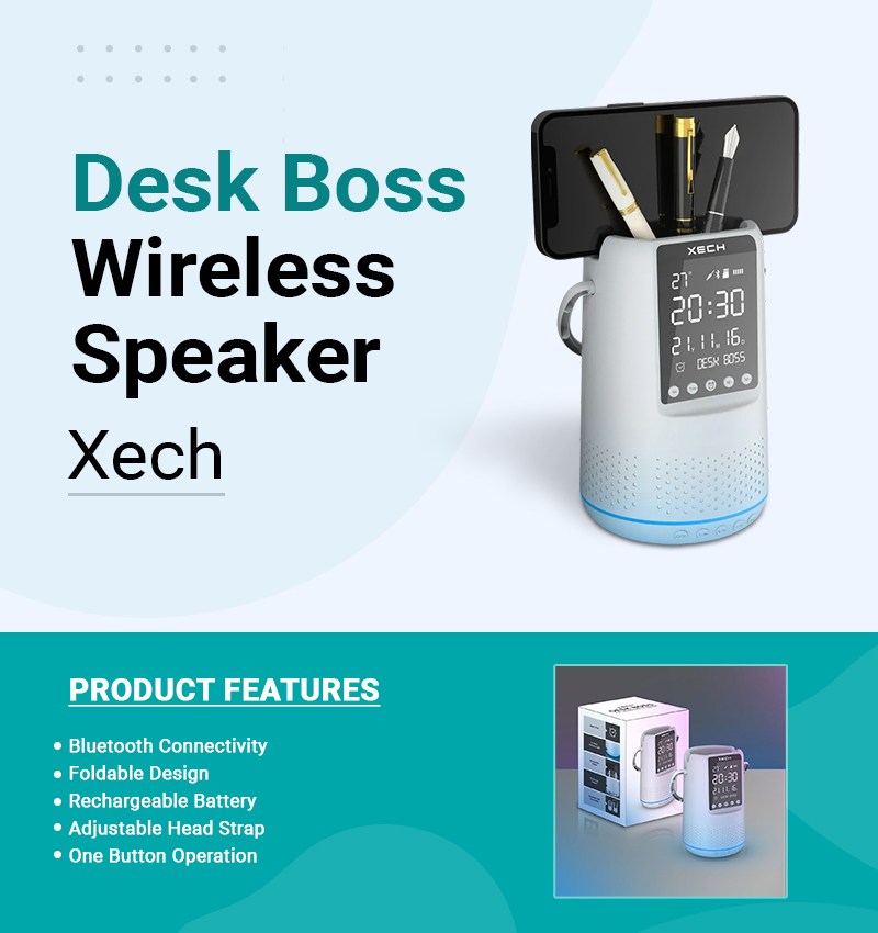 Deskboss Wireless Speaker infographic