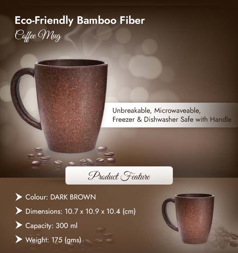 Eco-Friendly Bamboo Fiber Coffee Mug - Unbreakable, Microwaveable, Freezer & Dishwasher Safe with Handle
