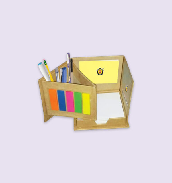 Eco-Friendly Triangle Pen Stand with Sticky Note