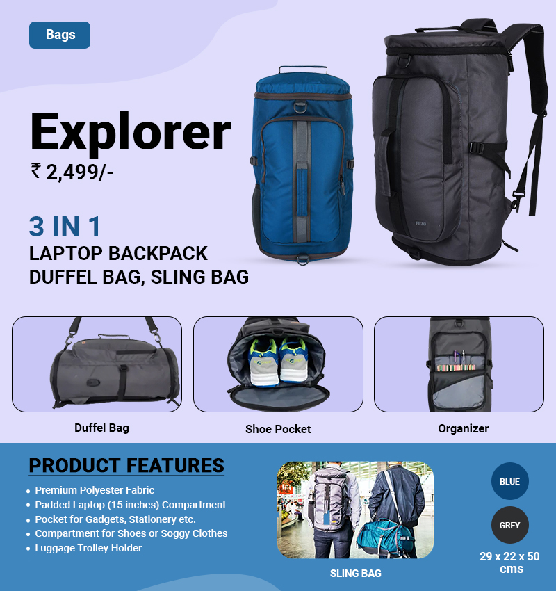 Explorer 3 in 1 Travel Bag for Business - FUZO - Joytree Global
