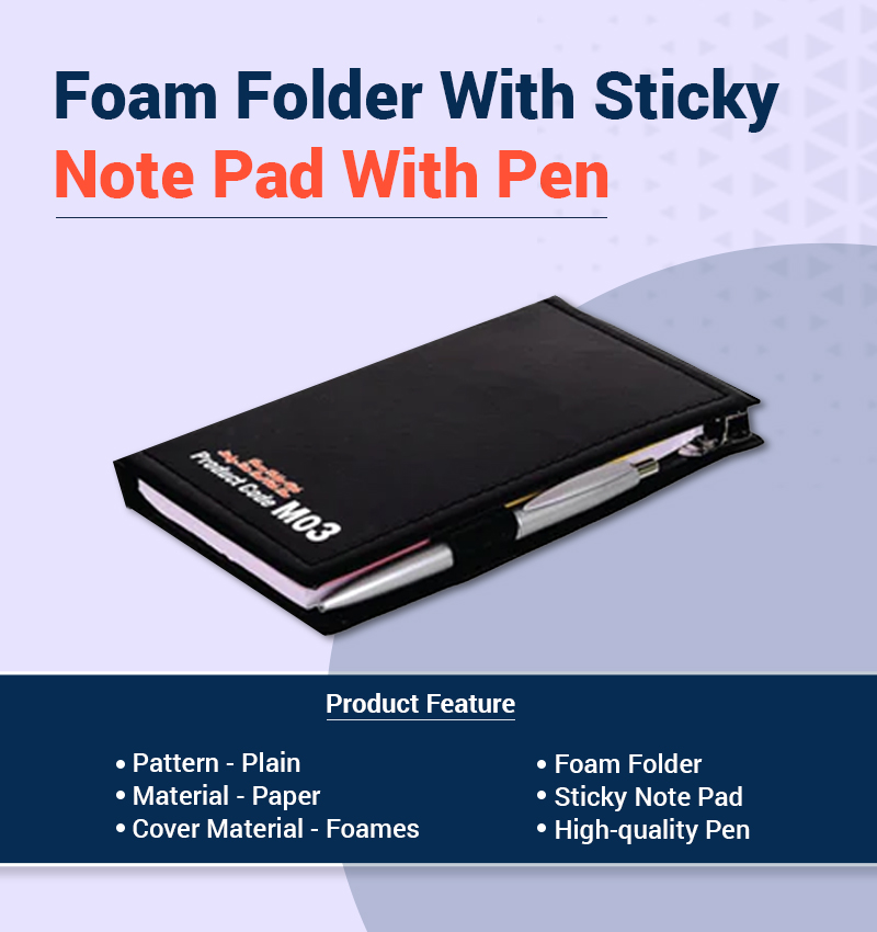 Foam Folder With Sticky Note Pad With Pen infographic