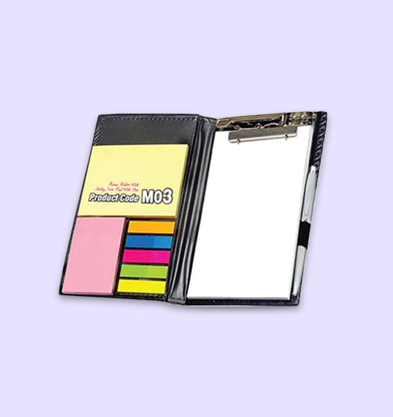Foam Folder With Sticky Note Pad With Pen