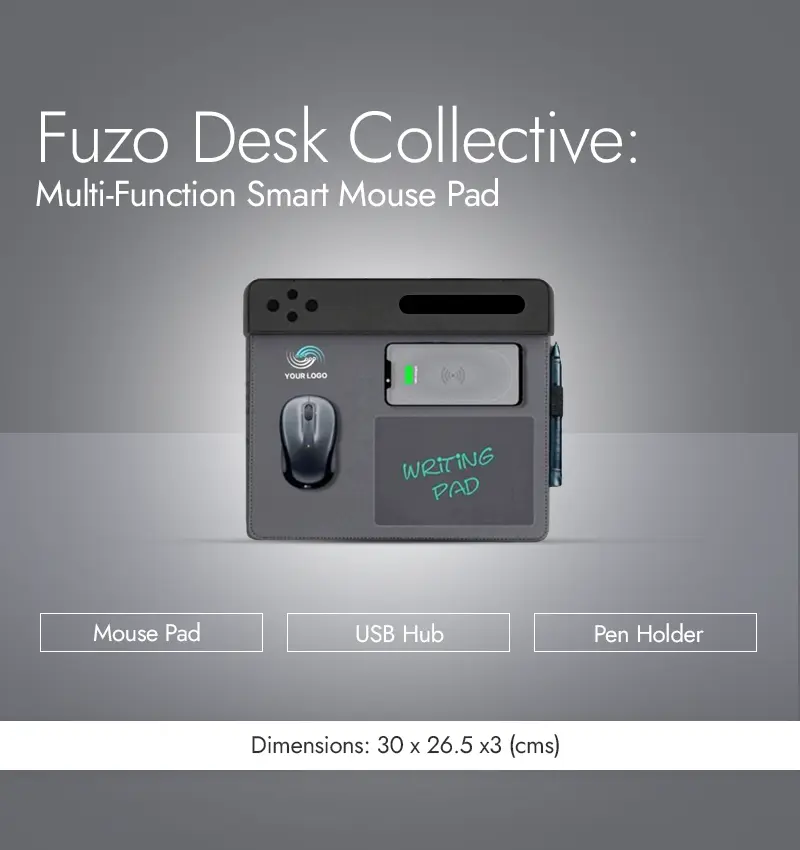 Fuzo Desk Collective: Multi-Function Smart Mouse Pad infographic