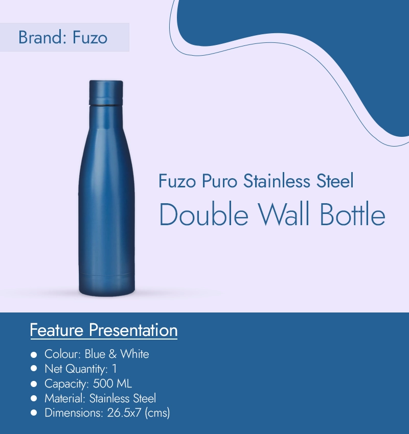 Fuzo Puro Stainless Steel Double Wall Bottle infographic