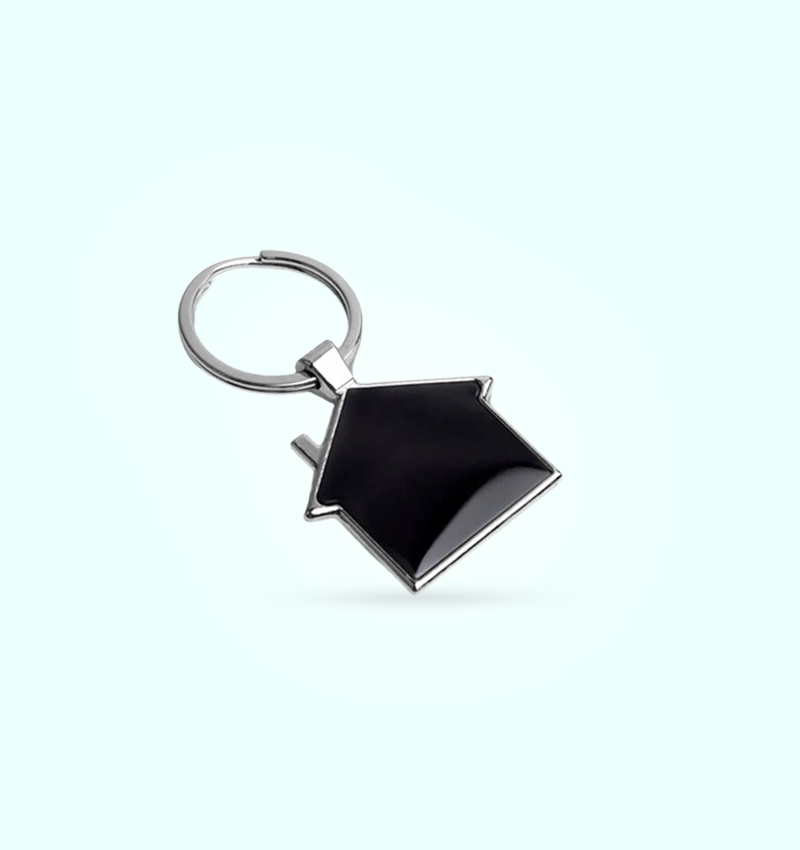 Hut Shape Metal Keychain with Double-Sided Laser Engraving Black Finish