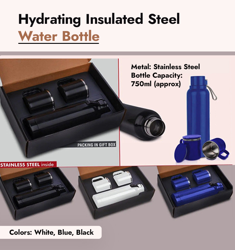 Hydrating Insulated Steel Water Bottle Infographic