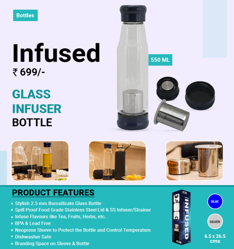glass infuser bottle for corporate gifting