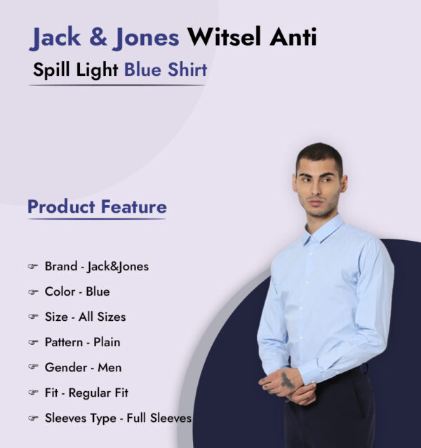Jack & Jones Witsel Anti Spill Light Blue Shirt infographic