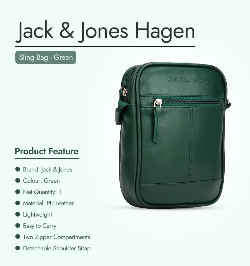 Jack & Jones Hagen Sling Bag - Green infographic