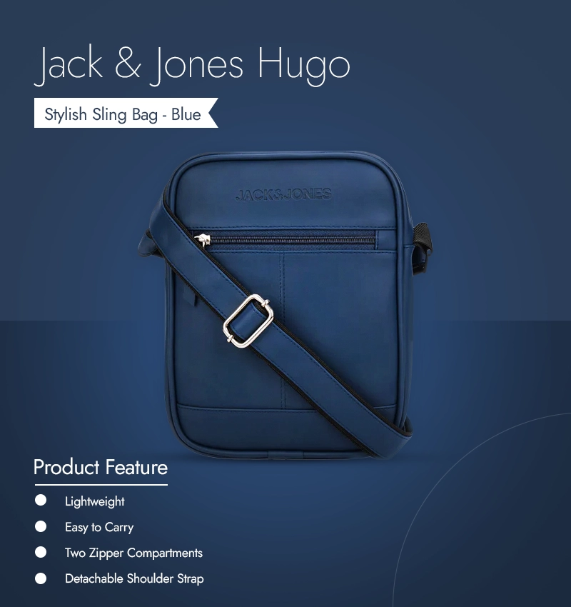 Jack & Jones Hugo Stylish Sling Bag - Blue infographic