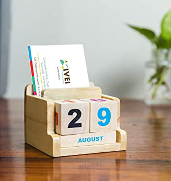 Lifetime Wooden Desk Organizer with Perpetual Calendar with Pen