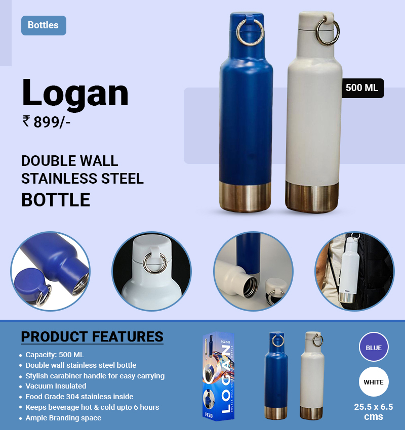 Logan - Double Wall Stainless Steel Bottle For Corporate Gifting