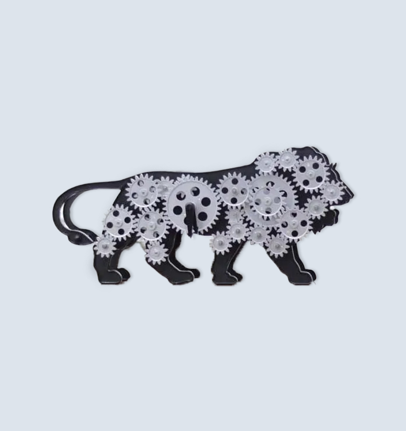 Made in India Lion Table Clock With Moving Gears