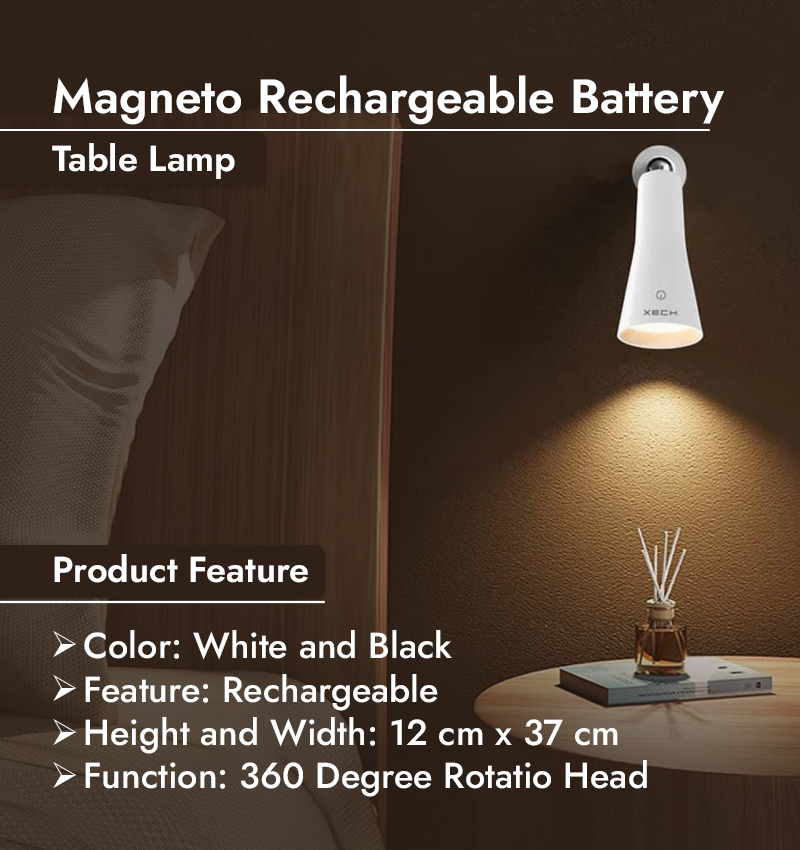 Magneto Rechargeable Battery Table Lamp Infographic