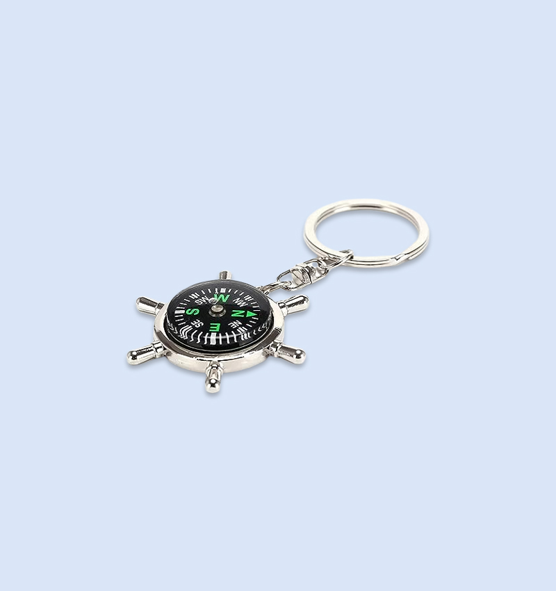 Metal Compass Keychain for Direction and Style