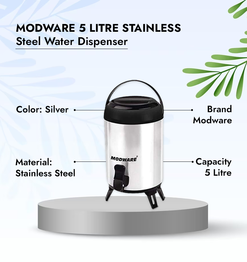 Modware 5 Litre Stainless Steel Water Dispenser Infographics