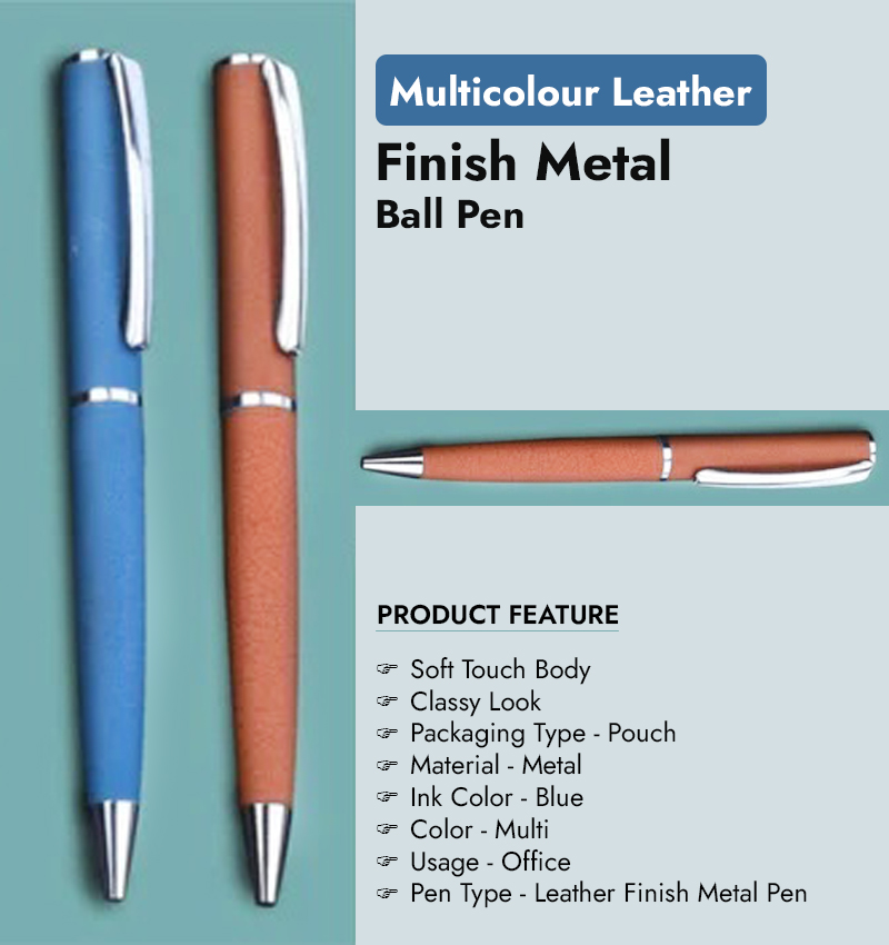 Multicolour Leather Finish Metal Ball Pen infographic