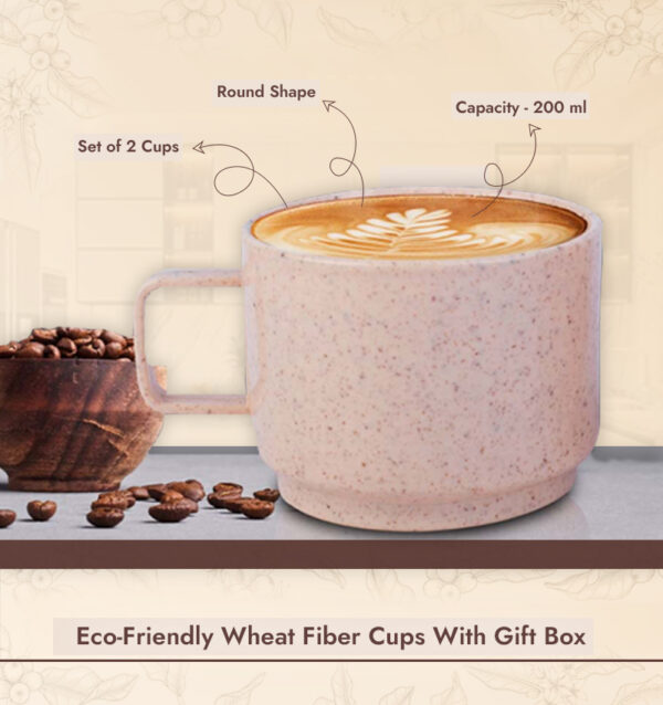 Eco-Friendly Wheat Fiber Cups (2-Pack) in Gift Box