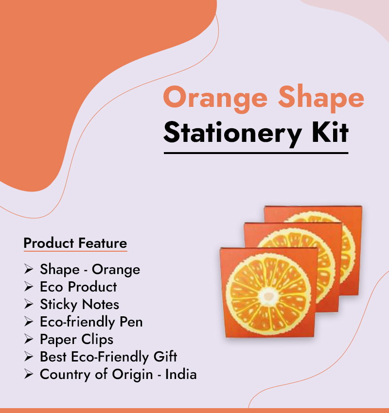 Orange Shape Stationery Kit infographic