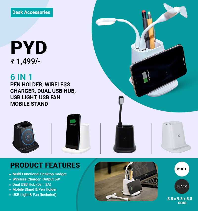 PYD 6 in 1 Multi-Purpose Desk Gadget Organizer - FUZO