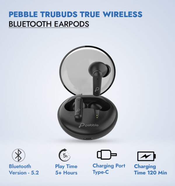 Pebble Trubuds True Wireless Bluetooth Earpods infographic
