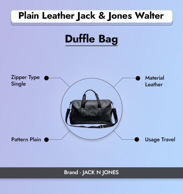 Plain Leather Jack & Jones Walter Duffle Bag infographic