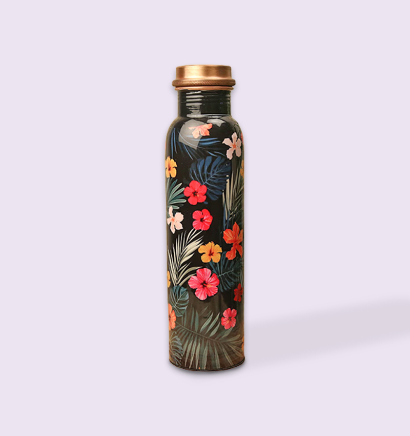 Printed Customised Floral Copper Bottle