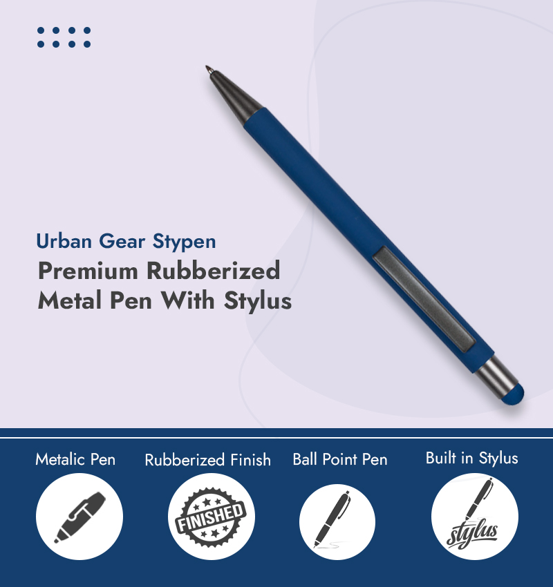 Urban Gear Stypen Premium Rubberized Metal Pen With Stylus infographic