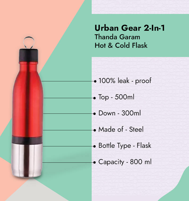 Urban Gear 2-In-1 Thanda Garam Hot & Cold Flask infographic