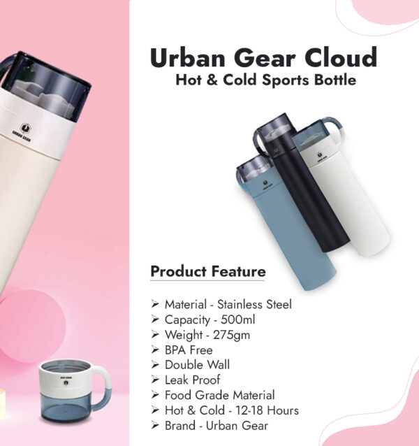 Urban Gear Cloud Hot & Cold Sports Bottle infographics
