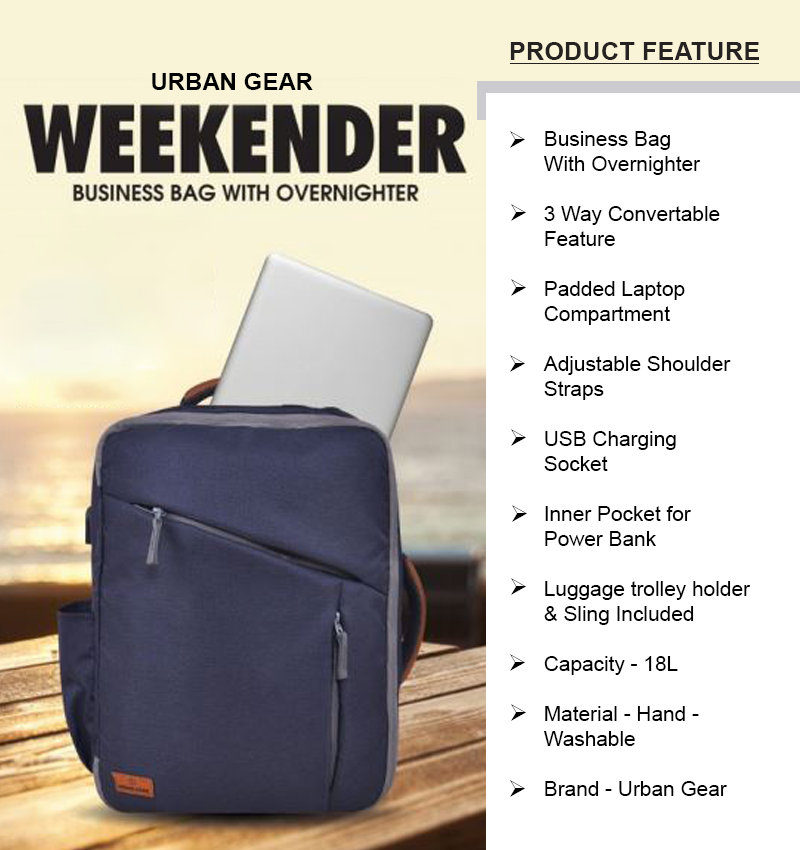 Urban Gear Weekender Business Bag With Overnighter infographic