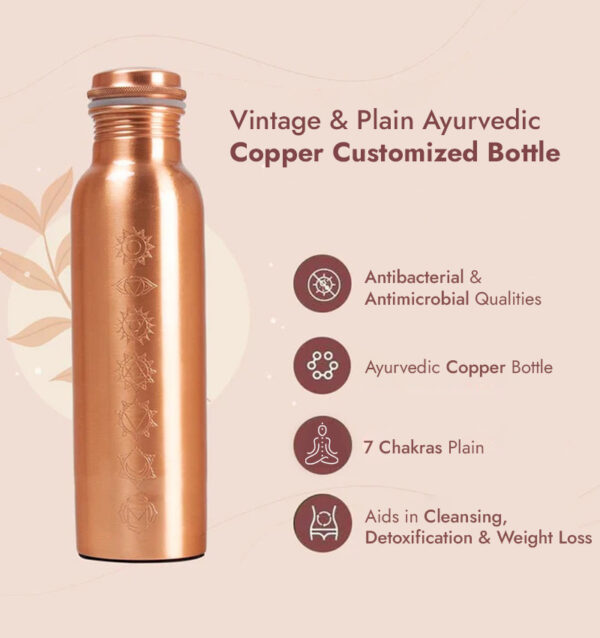Vintage & Plain Ayurvedic Copper Customized Bottle infographic