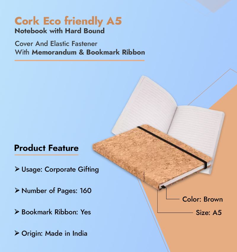 Eco friendly A5 notebook with Hard bound cover Inforgraphic